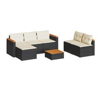 Garden Sofa Set 5 Piece with Cushions Outdoor Sofa Poly Rattan Acacia vidaXL