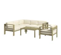 Garden Sofa Set 5pc Gold Tone Aluminium & Polyester with Tempered Glass 130cm XL