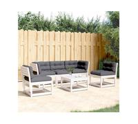 Garden sofa set 5pc Solid Pine Wood White 63.5x73x78cm Modular w/Cushions Corner