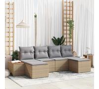 Garden Sofa Set 6 Pcs Beige And Light Grey Poly Rattan