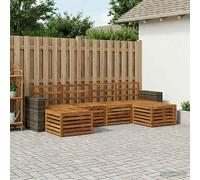 Garden Sofa Set 6-piece Natural Solid Acacia Wood 265x122.5x73cm Modular Slatted