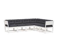 vidaXL 6 Piece Garden Sofa Set with Cushions Wax Brown Solid Wood Pine