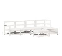 vidaXL Garden Sofa Set 6 Piece Outdoor Sofa Corner Sofa White Solid Wood Pine
