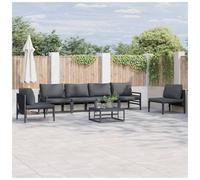 vidaXL Garden Sofa Set with Cushion 6 pcs Black Steel, Black
