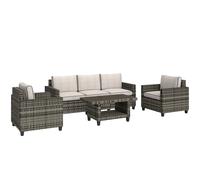 Outsunny 5 Seater Wicker Outdoor Furniture Set For Balcony, Light Grey