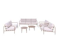Garden Sofa Set 7 Seater NUXIS Light Beige Metal with Tables
