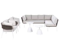 Beliani Garden Sofa Set 7 Seater Robella With Tables Beige