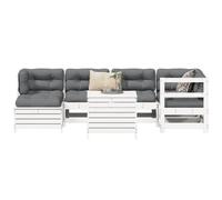 Garden Sofa Set 7pc White Solid Pine Wood 62x62x70.5cm Modular Outdoor Seating