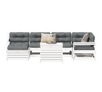 Garden sofa set 7pc White Solid Pine Wood 62x62x70.5cm Outdoor Modular Slatted.