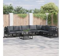 Garden Sofa Set 8-Seater Aluminium Frame with Black/Anthracite Outdoor Cushions