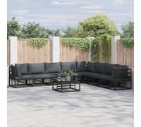 vidaXL Garden Sofa Set with Cushion 8 pcs Black Aluminium, Black