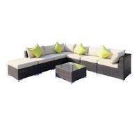 Garden Sofa Set 8pcs Brown Mixed-Grey+Rattan Aluminium Cushions 78x78x65cm