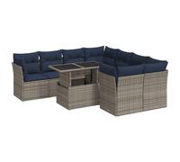 Garden Sofa Set 9 Piece with Cushions Outdoor Sofa Poly Rattan Acacia vidaXL