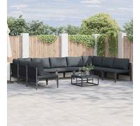 Garden Sofa Set 9-Seater Black Steel Powder-Coated Frame Weather-Resistant Eco