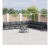 Garden Sofa Set Anthracite Steel Frame Weathered Finish Removable Cushions Cozy
