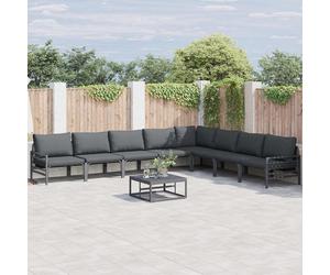 Garden Sofa Set Anthracite Steel Frame Weathered Finish Removable Cushions Cozy