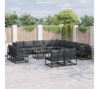 vidaXL Garden Sofa Set with Cushion 13 pcs Black Aluminium