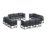 Garden Sofa Set Black Metal Outdoor Furniture Modern Design Terrace vidaXL