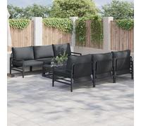 Garden Sofa Set Black Steel 7pc Modular 80x80x71cm Cushions Outdoor Seats6 Max66