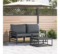 Garden Sofa Set Black Steel 80x80x71cm Polyester Cushions 2-Seater Powder-coated