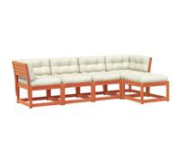 vidaXL 5 Piece Garden Sofa Set with Cushions Wax Brown Solid Wood Pine