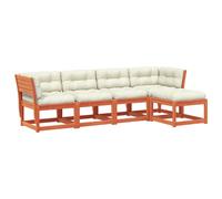 vidaXL 5 Piece Garden Sofa Set with Cushions Wax Brown Solid Wood Pine