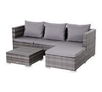 Garden Sofa Set Grey PE Wicker Rattan 4-Seater 130x64x62cm Corner Lounger Store