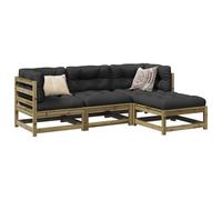 Garden Sofa Set Natural Impregnated Pinewood 4pc Modular Outdoor 70x70x67cm Seat