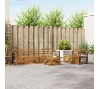 Garden Sofa Set Natural Solid Acacia Wood Slatted Modular 59x59x37 cm for Patio