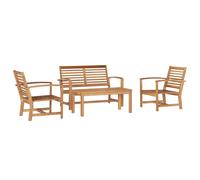 Garden Sofa Set 4-Seater Natural Teak Wood with Zipper Cushions Bench110cm Tbl95