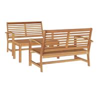 Garden Sofa Set 3 pcs Natural Solid Teak Wood