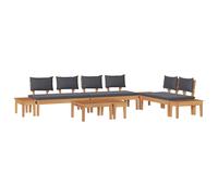 Garden Sofa Set 5 Seater Brown & Cream Poly Rattan with Powder-Coated Steel 5pc