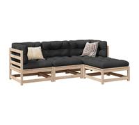 Garden Sofa Set Solid Natural Pine 4pc Modular Corner Centre Ottoman 70x70x67cm