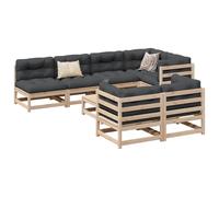 Garden Sofa Set, Solid Pine Wood, Natural Pine, 70x70x67 cm, 8 Pieces, Outdoor