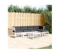 Garden sofa set White Solid Pine Modular 5pcs Outdoor Corner Sofa 63.5x73x78cm