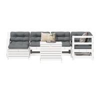 Garden Sofa Set White Solid Pine Wood 62 x 62 x 70.5 cm 7-Piece Outdoor Modular
