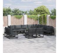 Garden Sofa Set with Cushion 12 pcs Black Aluminium