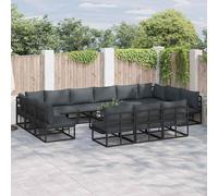 Garden Sofa Set with Cushion Black Aluminium Outdoor Furniture Couch vidaXL