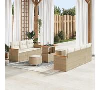 Garden Sofa Set With Cushion 14 Pcs Beige And Cream Poly Rattan