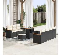 Garden Sofa Set With Cushion 14 Pcs Black And Cream Poly Rattan