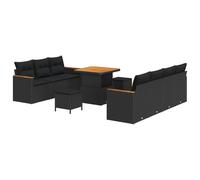 Garden Sofa Set With Cushion 14 Pcs Black Poly Rattan