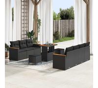 Garden Sofa Set With Cushion 14 Pcs Black Poly Rattan