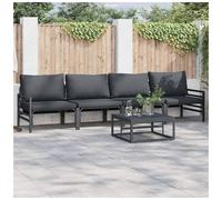 Garden Sofa Set with Cushion 320 x 80 x 71 cm Black Steel Set of 4