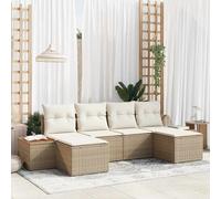 Garden Sofa Set With Cushion 6 Pcs Beige And Cream Poly Rattan