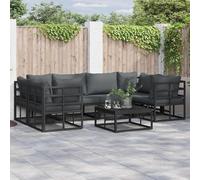 vidaXL Garden Sofa Set 6 pcs Black Aluminium
