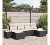 Garden Sofa Set With Cushion 6 Pcs Black And Cream Poly Rattan