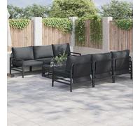 vidaXL Garden Sofa Set with Cushion 7 pcs Black Steel, Black