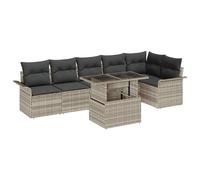Garden Sofa Set With Cushion 7 Pcs Light Grey Poly Rattan