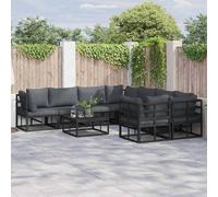 Garden Sofa Set With Cushion 8 Pcs Black Steel
