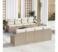 Garden Sofa Set With Cushion 9 Pcs Beige Poly Rattan